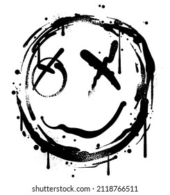 grunge hand drawn graffiti icon spray paint  illustration with dripping ink effects