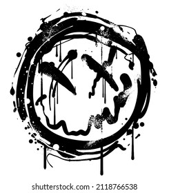 grunge hand drawn graffiti icon spray paint  illustration with dripping ink effects