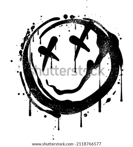 grunge hand drawn graffiti icon spray paint  illustration with dripping ink effects