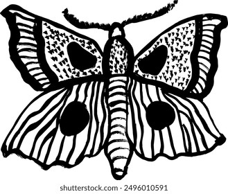 Grunge Hand Drawn Ink Brush Night Moth