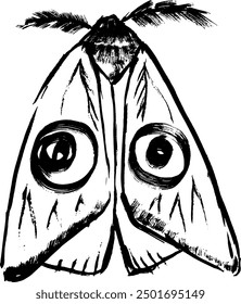 Grunge Hand Drawn Ink Brush Night Moth