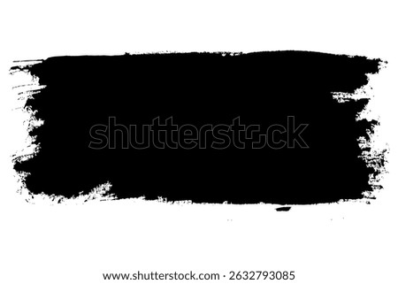 Grunge Hand Drawn Ink Brush Stroke Isolated on White Background. Paintbrush line with rough edges. Stain for backdrops. Freehand doodle line borders. Black splashes