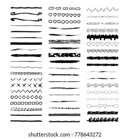 Grunge hand drawn lines and dividers. Borders. Vector illustration. Isolated.