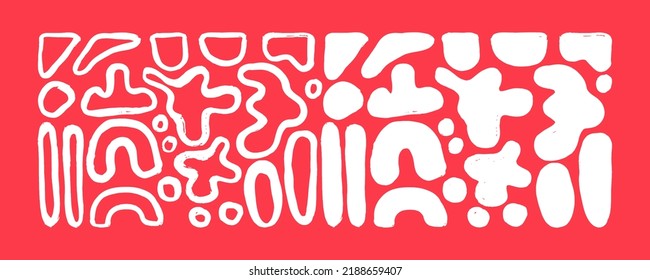 Grunge hand drawn modern doodles set. Big collection of abstract trendy elements and shapes. Grunge doodle shapes for posters, backgrounds or patterns.