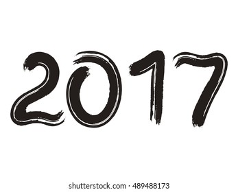 Grunge hand drawn numbers. The New year sign. New year concept. The symbol of the 2017. 