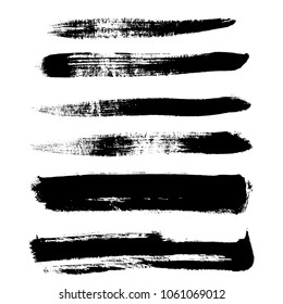 Grunge hand drawn paint brush. Curved brush stroke vector illustration.