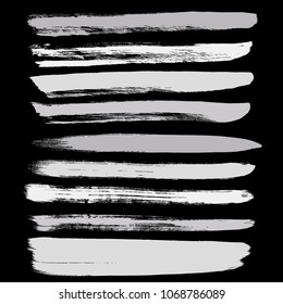 Grunge hand drawn paint brush. Curved brush stroke vector illustration.