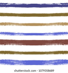 Grunge hand drawn paint brush. Curved brush stroke vector illustration. Stripe seamless pattern.