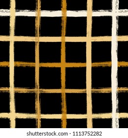 Grunge hand drawn paint brush. Curved brush stroke vector illustration. Stripe seamless pattern.
