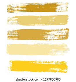 Grunge hand drawn paint brush. Curved brush stroke vector illustration. Gold.