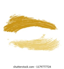 Grunge hand drawn paint brush. Curved brush stroke vector illustration. Gold.