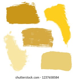 Grunge hand drawn paint brush. Curved brush stroke vector illustration. Gold.