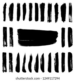 Grunge hand drawn paint brush. Curved brush stroke vector illustration.