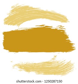 Grunge hand drawn paint brush. Curved brush stroke vector illustration. Gold.