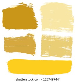 Grunge hand drawn paint brush. Curved brush stroke vector illustration. Gold.