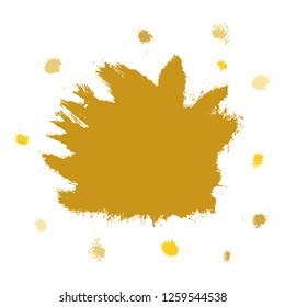 Grunge hand drawn paint brush. Curved brush stroke vector illustration. Gold.