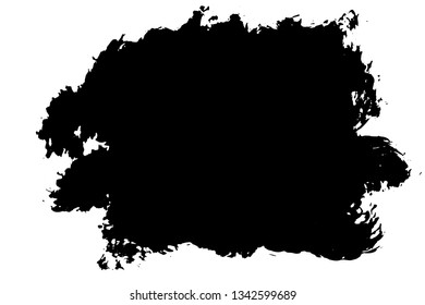 Grunge hand drawn paint brush stripe. Vector black ink brush stroke. Paint background high detail. Dirty design element, box, frame for text. Curved or modern texture shape. Dry border in illustration