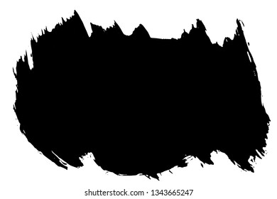 Grunge hand drawn paint brush stripe. Vector black ink brush stroke. Paint background high detail. Dirty design element, box, frame for text. Curved or modern texture shape. Dry border in illustration