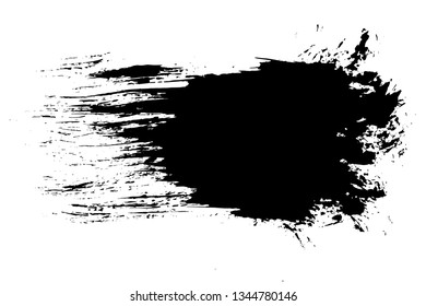 Grunge hand drawn paint brush stripe. Vector black ink brush stroke. Paint background high detail. Dirty design element, box, frame for text. Curved or modern texture shape. Dry border in illustration