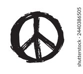 Grunge hand drawn peace sign isolated on white, vector illustration