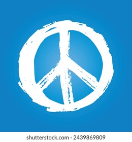 Grunge hand drawn peace sign isolated on white, vector illustration