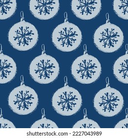 Grunge handgezeichnet nahtlose Muster von Weihnachtsbällen für Hintergrund, Stoff, Textil, Wrap, Oberfläche, Web und Print-Design.