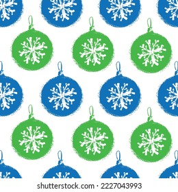 Grunge hand drawn seamless pattern of Christmas balls  for background, fabric, textile, wrap, surface, web and print design.