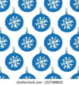 Grunge hand drawn seamless pattern of Christmas balls  for background, fabric, textile, wrap, surface, web and print design.