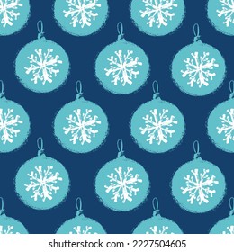 Grunge hand drawn seamless pattern of Christmas balls  for background, fabric, textile, wrap, surface, web and print design.