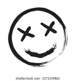 Grunge Hand Drawn Smiling Face Emoticon Stock Vector (Royalty Free ...