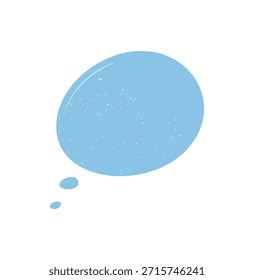 Grunge dibujado a mano etiqueta engomada de la burbuja del discurso con forma redonda orgánica y estilo texturizado de la caja. Mensaje creativo y elemento de pensamiento en azul suave, ideal para el uso de etiquetas de texto de conceptos de comunicación.
