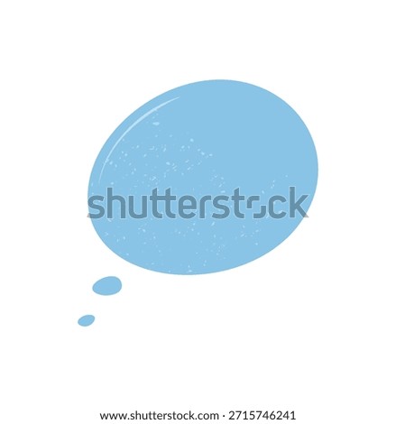 Grunge hand drawn speech bubble sticker with organic round shape and textured box style. Creative message and thought element in soft blue, ideal for communication concepts text label use.