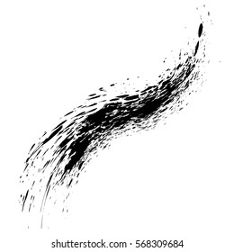 Grunge hand drawn splash paint brush. Curved brush stroke vector illustration