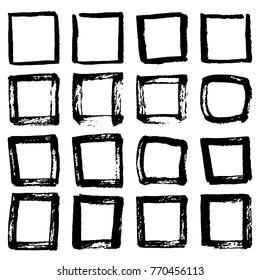 Grunge hand drawn of a square frame isolated on white background. Vector EPS 10 .
