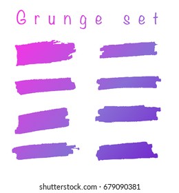 Grunge hand drawn strokes set, design elements, brush strokes. Empty black backgrounds for quotes, text. Modern gradient.