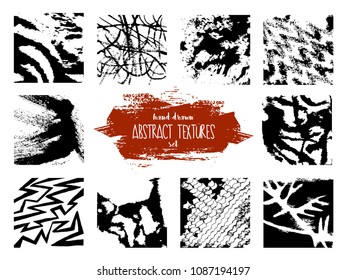 Grunge hand drawn textures set