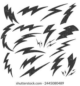 grunge hand drawn thunder doodle set