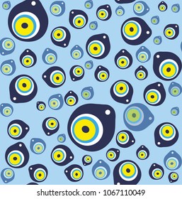 Grunge hand drawn Turkish evil eye. Mandala greek evil eye. Symbol of protection in Turkey, Greese, Cyprus. Amulet from evil eye. Nazar. Magic item, attribute. Seamless