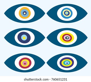 Grunge hand drawn Turkish evil eye. Mandala greek evil eye. Symbol of protection in Turkey, Greese, Cyprus. Amulet from evil eye. Nazar. Magic item, attribute. 