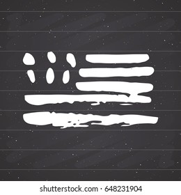 Grunge hand drawn USA flag, american abstract textured badge, typography design vector illustration.