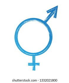 Grunge hand drawn vector bigender symbol isolated on white background