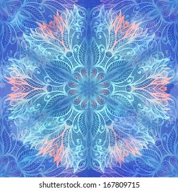 Grunge hand drawn winter seamless pattern with snowflake. Eps10