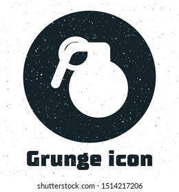 Grunge Hand grenade icon isolated on white background. Bomb explosion.  Vector Illustration