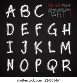Grunge Hand Made Vector Font Part 1. Vector design elements. Freehand vector letters. Vector placard font