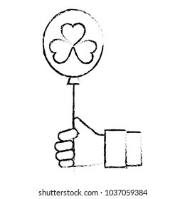 grunge hand man with balloon and clover plant