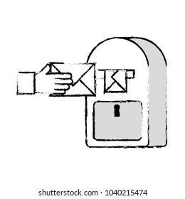 grunge hand man with letter message and mailbox