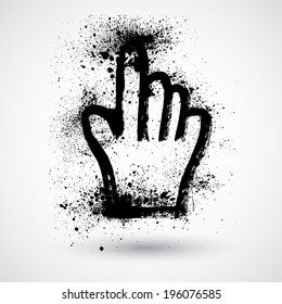 Grunge hand mouse symbol, vector illustration