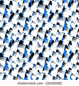 Grunge hand painted abstract pattern with bold textured brushstrokes in bold various colors, black, blue, white. Seamless vector for winter fall fashion