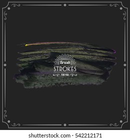Grunge hand - painted brush stroke on a dark background. Expressive vector element for design.