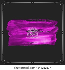 Grunge hand - painted brush stroke on a dark background. Expressive vector element for design.